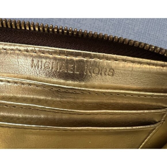 Michael Kors Signature Wallet Leather Brown Zipper - Picture 7 of 10